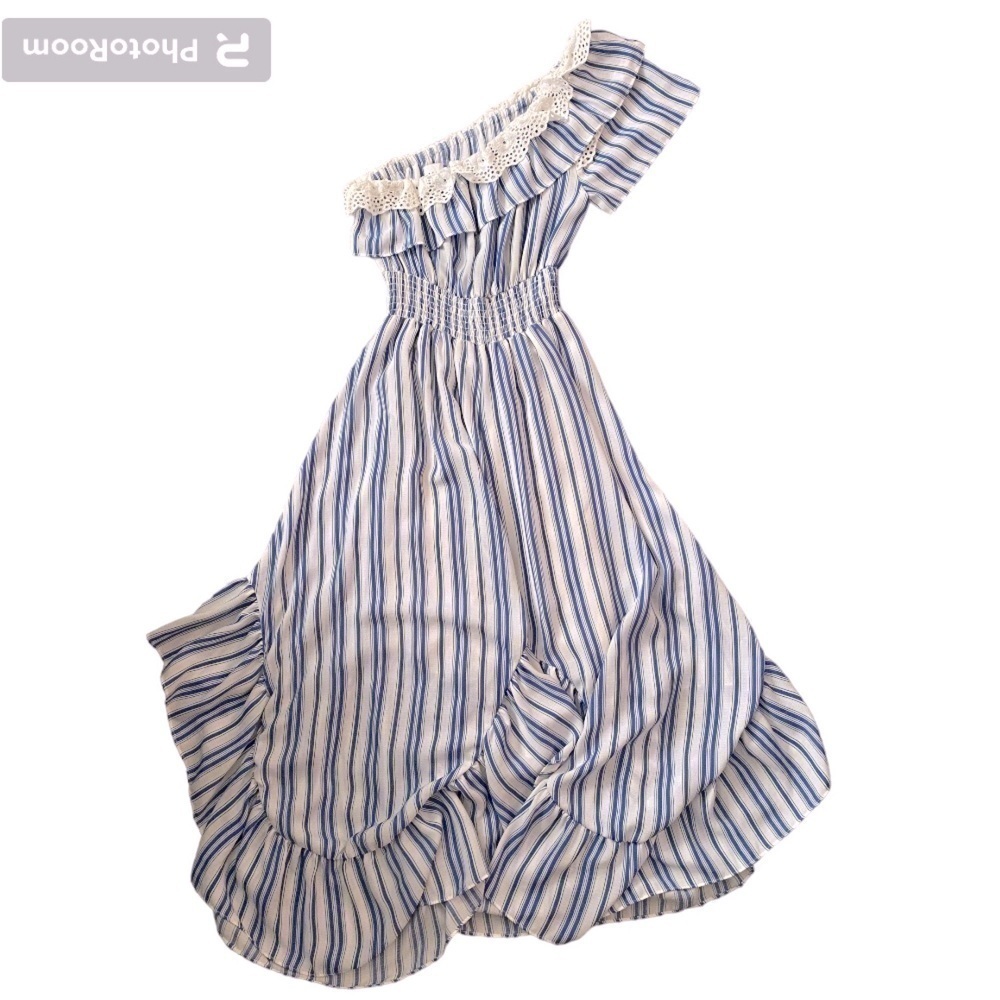MISA LOS ANGELES ONE SHOULDER STRIPED NAUTICAL SUMMER DRESS SIZE SMALL - Picture 3 of 8